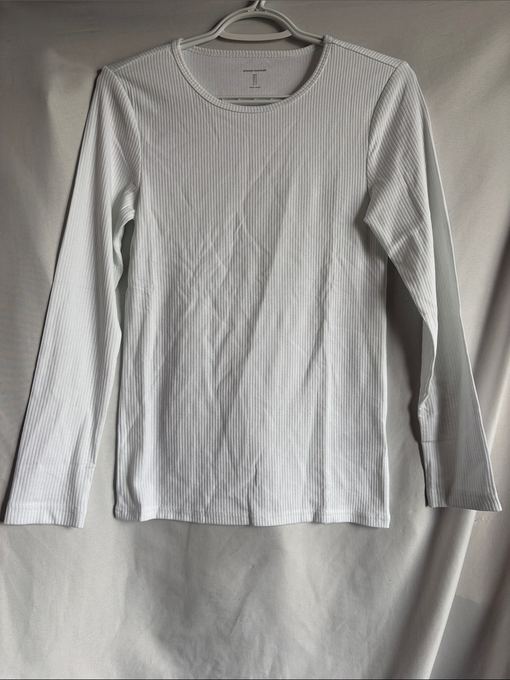 Amazon Essentials Long Sleeve Ribbed Crewneck Top - White